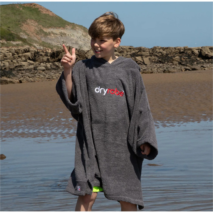 2023 Dryrobe Junior Toalla Con Capucha De Algodn Orgnico Cambio Robe V3OCT - Slate Grey